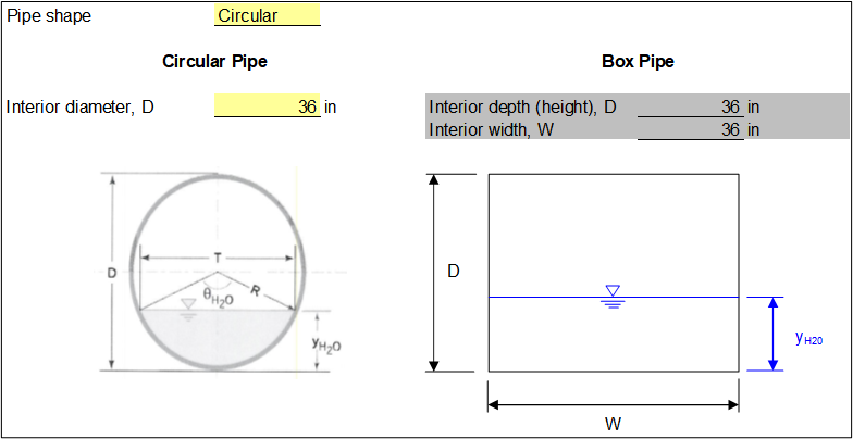 Step 1 of Steel and Aluminum Pipe worksheet: Circular pipe dimensions.